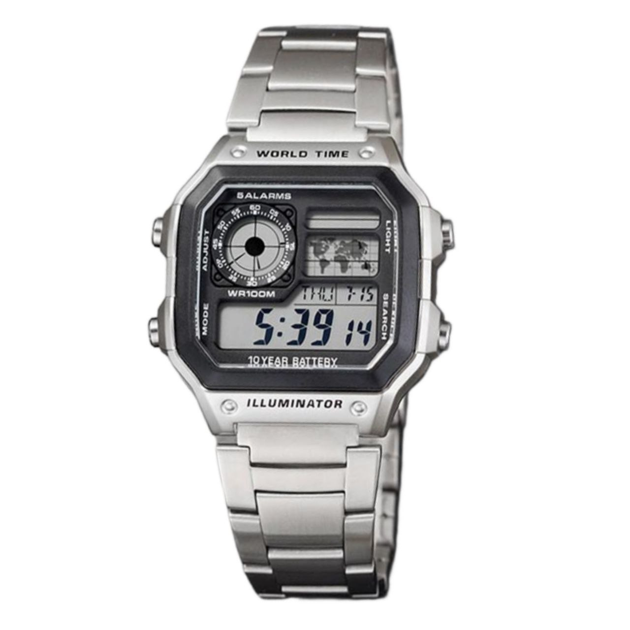 ساعت مچی دیجیتال مردانه مدل کرنومتر دار بند استیل کد 1