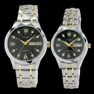 ست ساعت مچی عقربه‌ای زنانه و مردانه مدل کوارتز دو تقویم کد cit-03