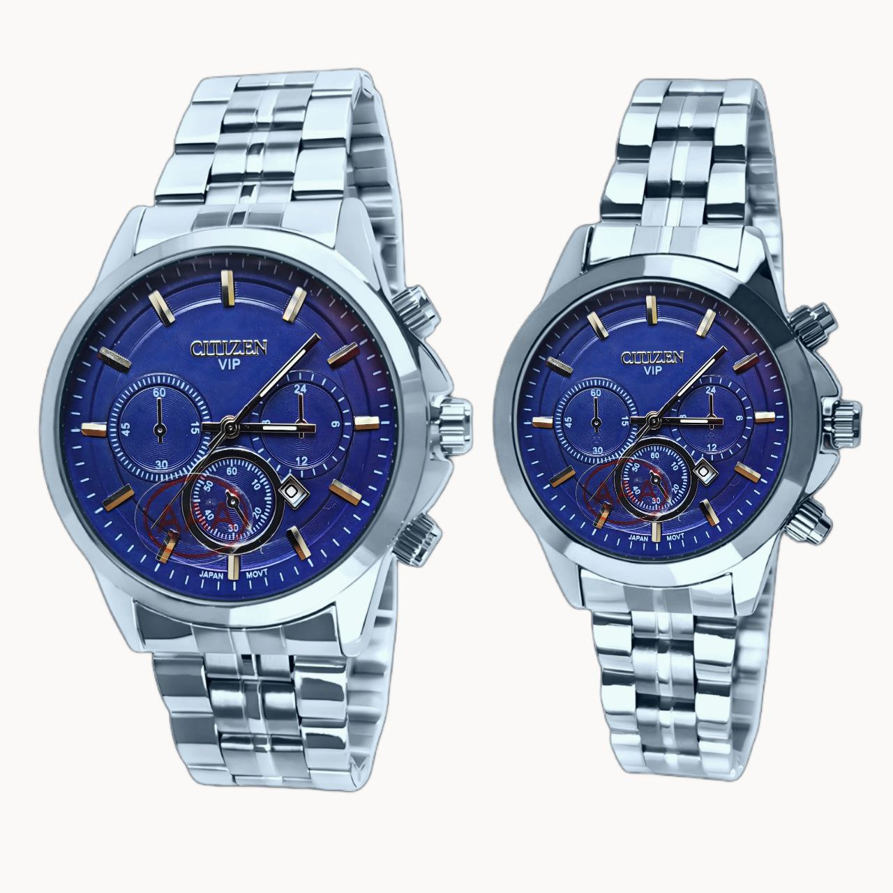 ست ساعت مچی عقربه‌ای کوارتز زنانه و مردانه مدل تک موتور کد 005